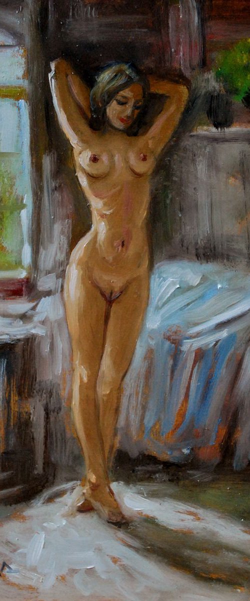 Yellow flowers in vase by Vishalandra Dakur