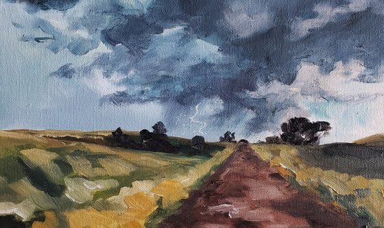 "Prairie Road Storms" - Landscape - Storms - North Dakota