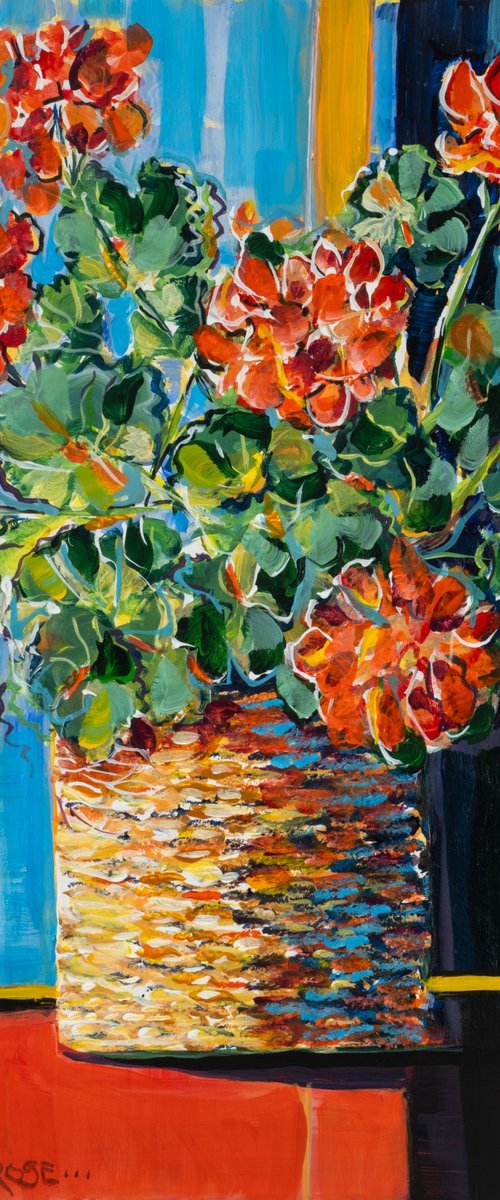STILL LIFE, GERANIUM IN A BASKET by Diana Aungier-Rose