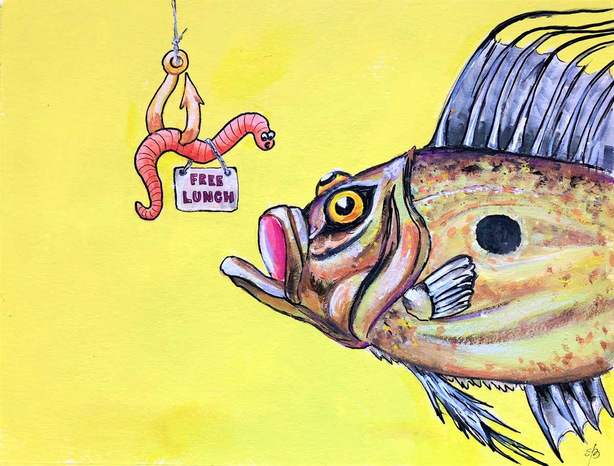 Impressionistic Animal Drawing By Lena Smirnova, 12 X 9", Free Lunch, Original Artwork