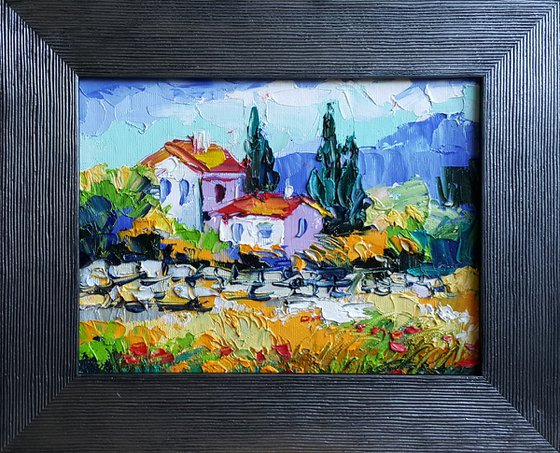 Provence painting original, landscape France,  Mediterranean coast