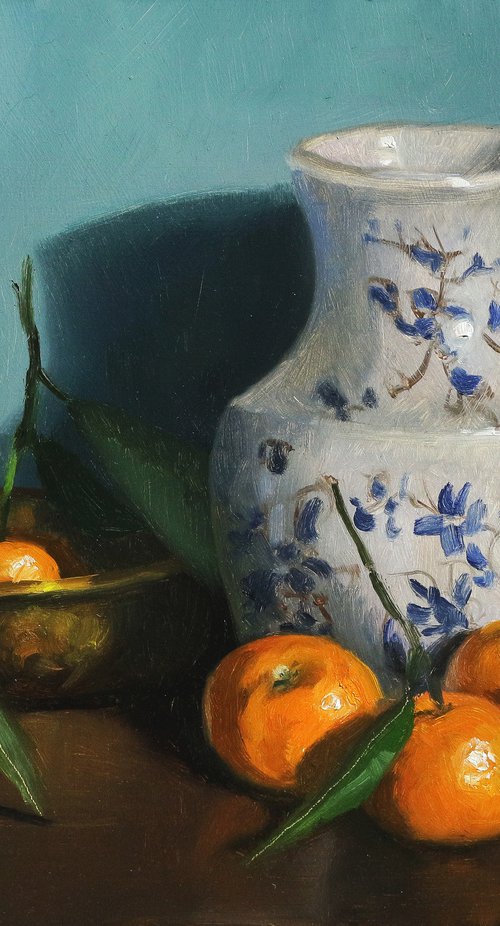 Clementines and a Vase by Pascal Giroud