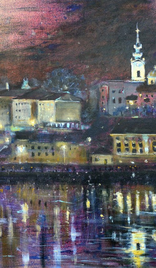 Old town shadows and lights of Belgrade 70x50cm 2021 by Nenad Kojić watercolorist