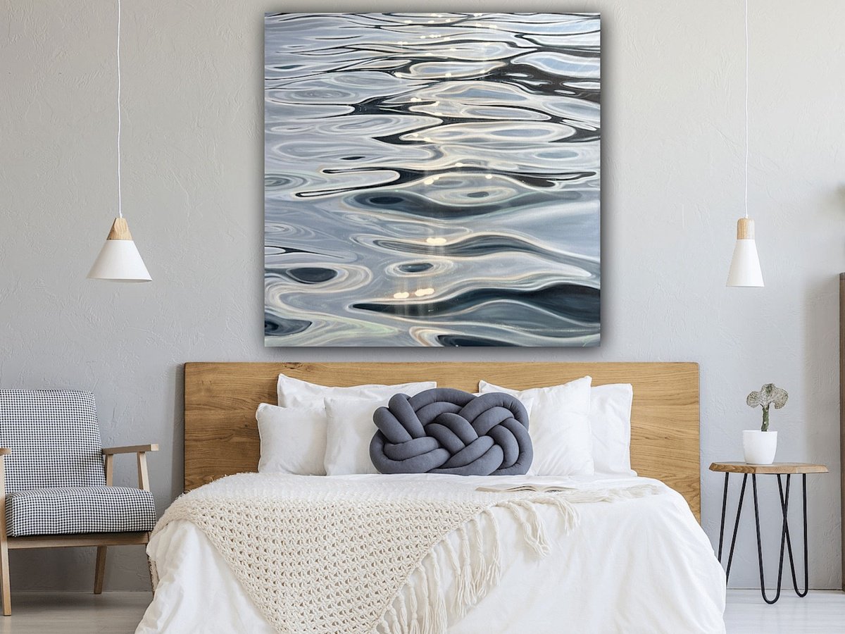 Photorealistic Landscape Oil Painting By Eva Volf, 48 X 48, Meditation, Original Artwork