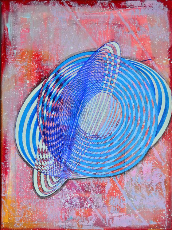 Blue Galactic - Original Vibrations Abstract Painting Art On Canvas Ready To Hang