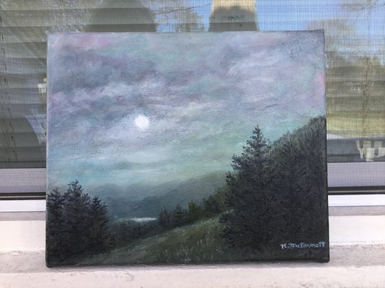 SOFT MOUNTAIN NIGHT - oil 10X12 inch canvas (SOLD)