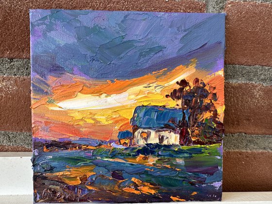 Sunset over the house