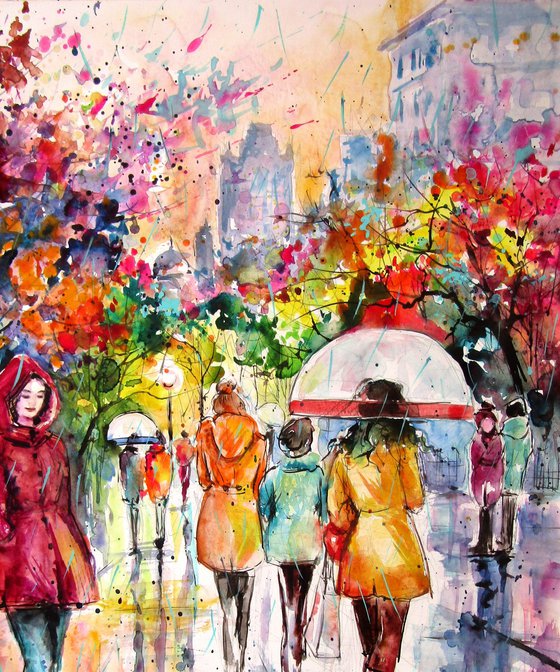London in the rain