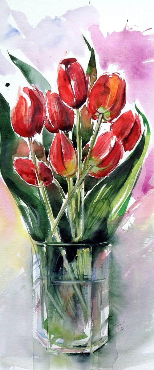 Still life with tulips by Kovács Anna Brigitta