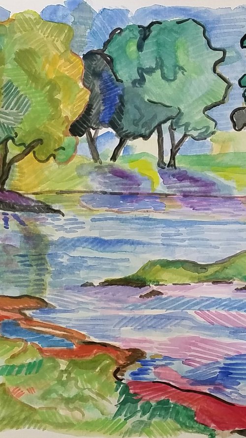 Landscape - River - "Evening Light" by Katrina Case