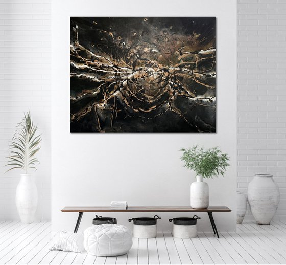 Space Odyssey Abstract 1 Ethereal Black and Gold Large