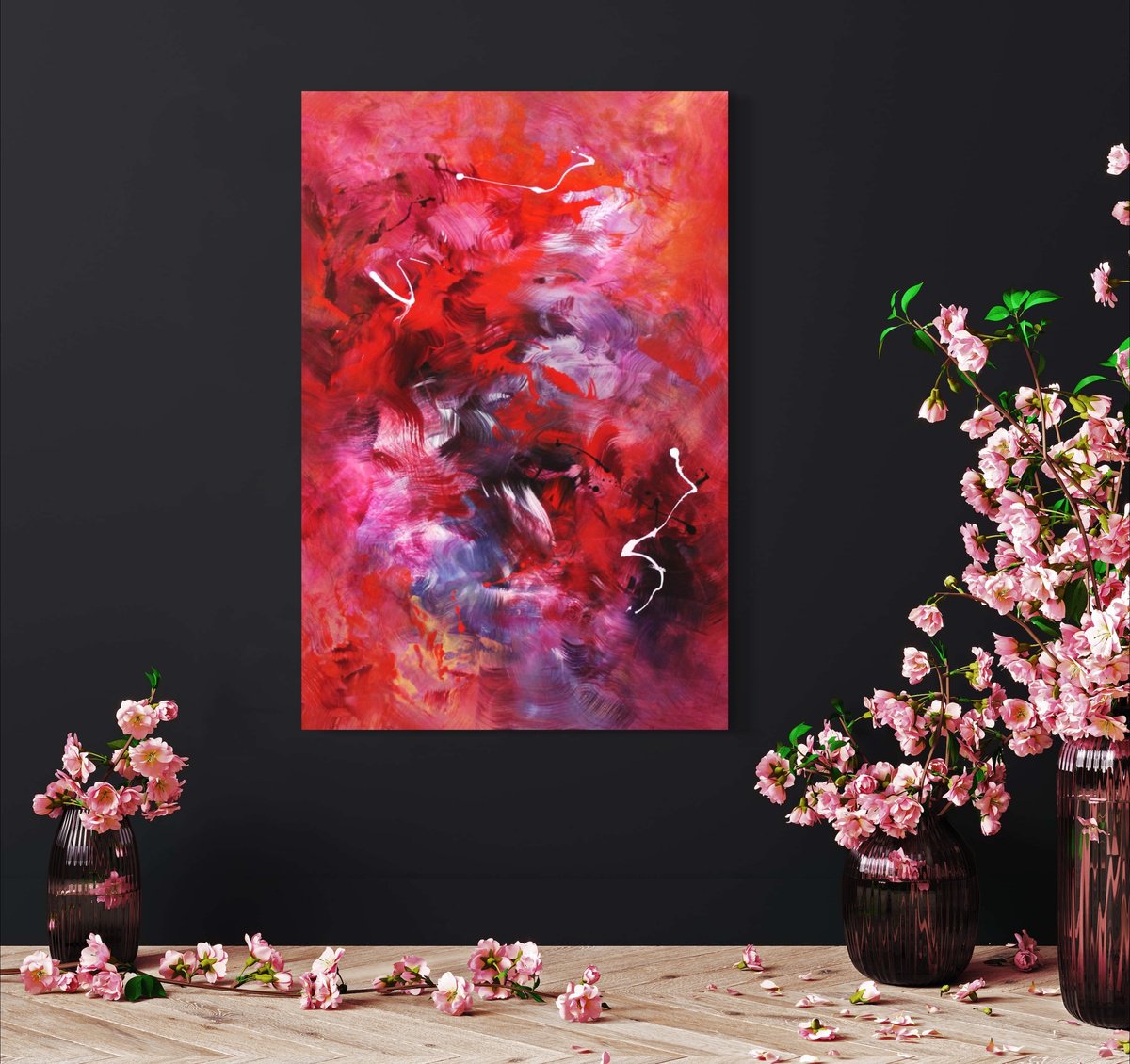 Expressive Abstract Acrylic Painting By Paresh Nrshinga Frsa, 24 X 36", Power Of Love, Original Artwork