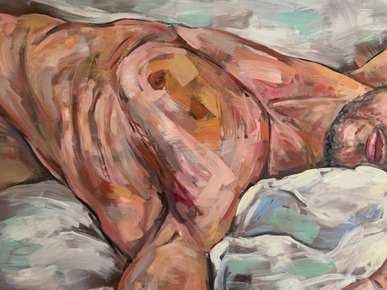Man nude lying down