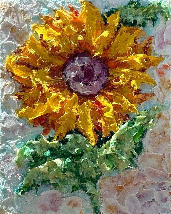 Sunflower Happiness: A Textured Painting"