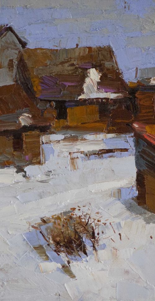 Village Yard Handmade oil Painting on Canvas Signed by Vahe Yeremyan