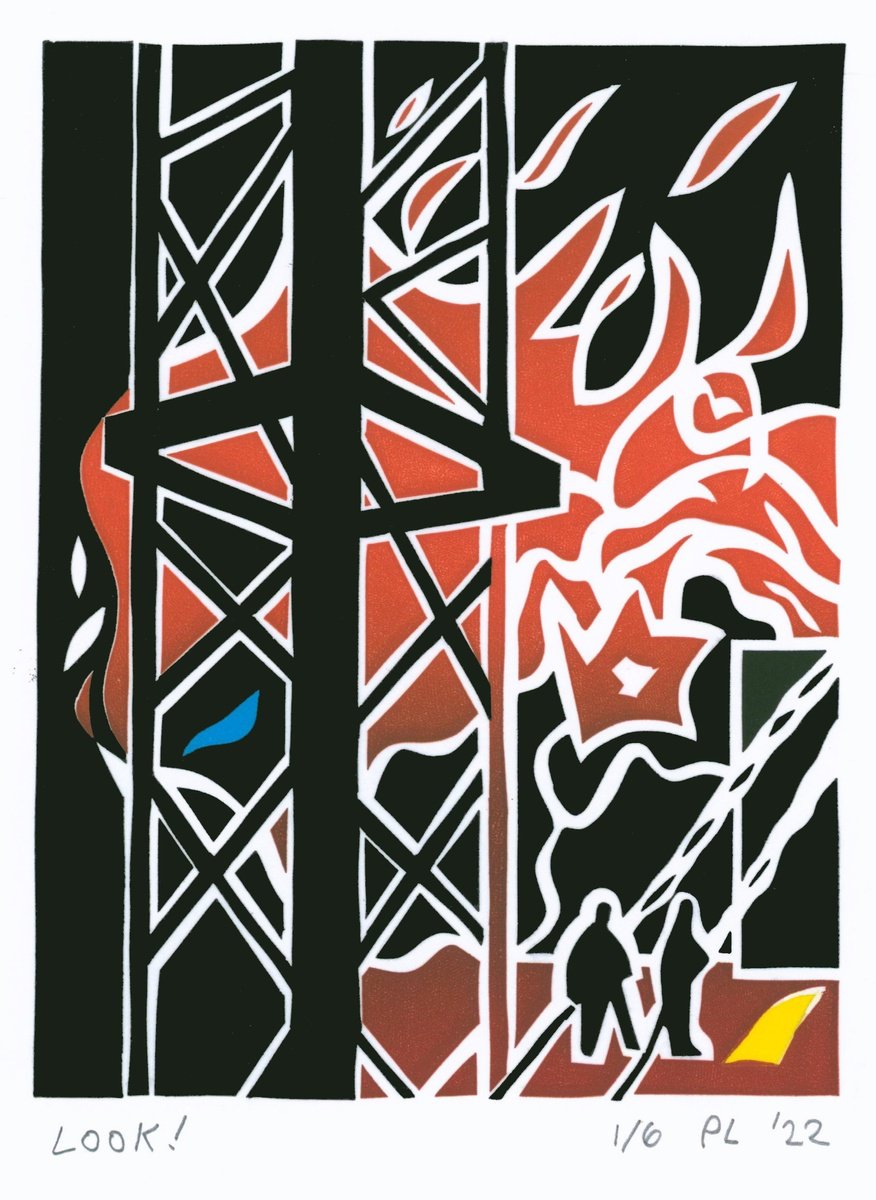 Expressive Print , Look! By Peter Long, 8 X 11, Artwork For Sale On Artfinder