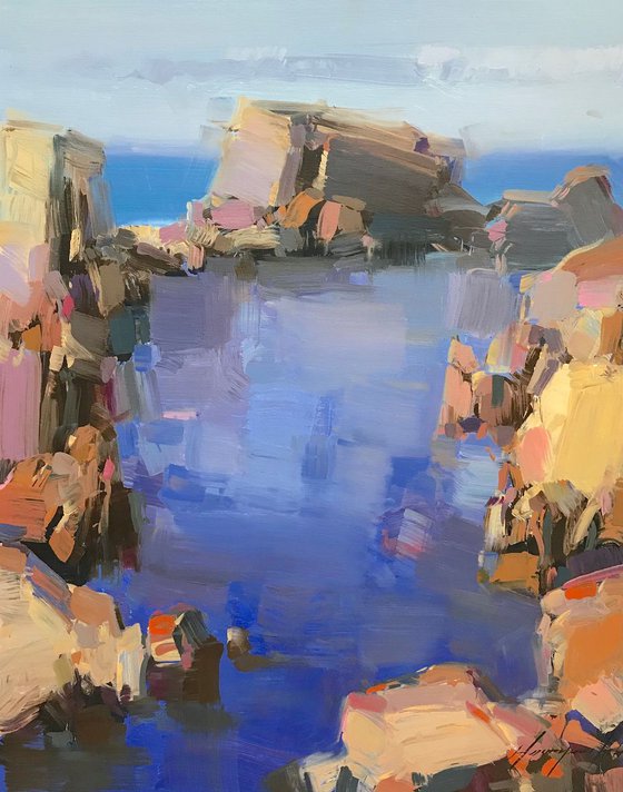 Cliffs, Original oil painting, Handmade artwork, One of a kind Signed