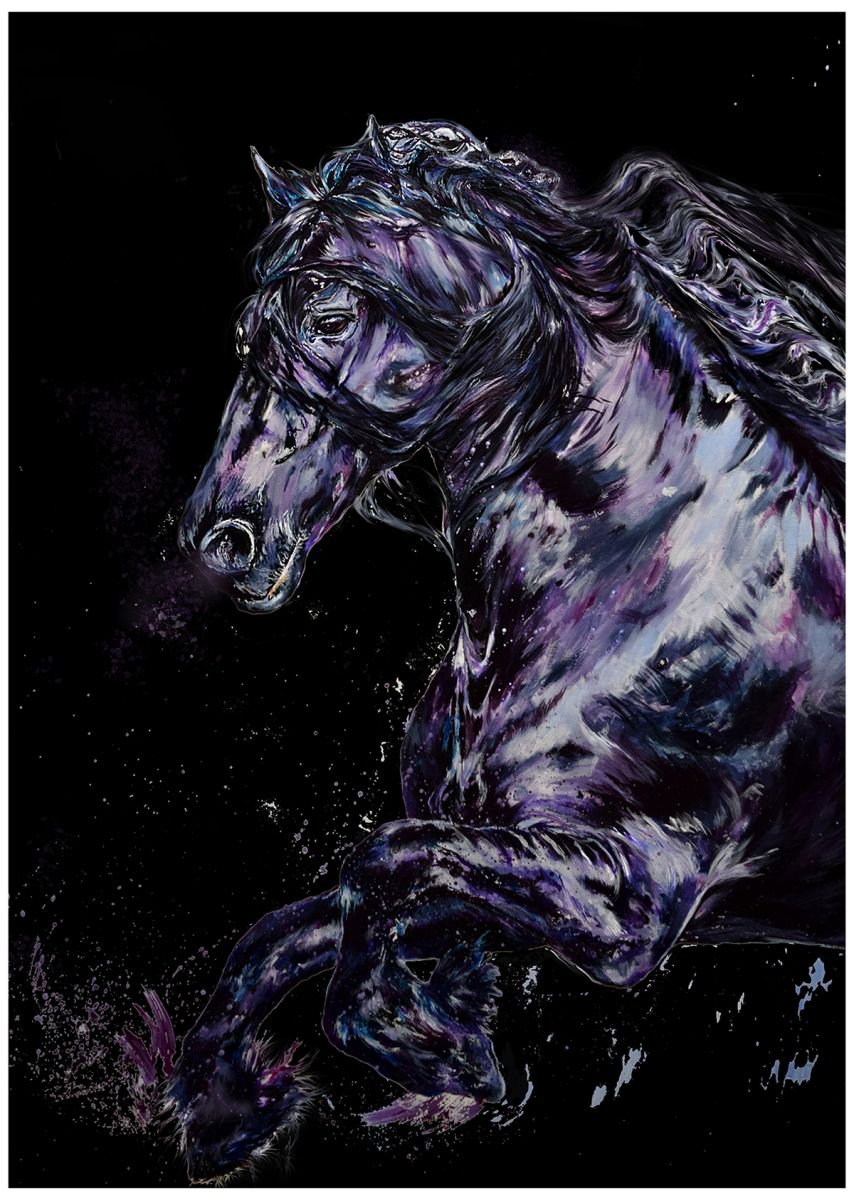 Friesian / 23 x 16.5 Limited Edition Digital Poster 2/100 / Office Home Equine Modern by Anna Sidi-Yacoub