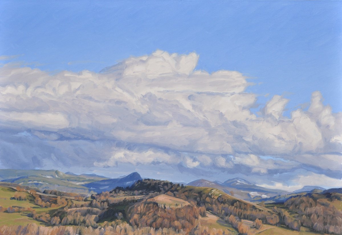 Evening Clouds Over The Roches De Mariol By Anne Baudequin, 51 X 35, Artwork For Sale On Artfinder
