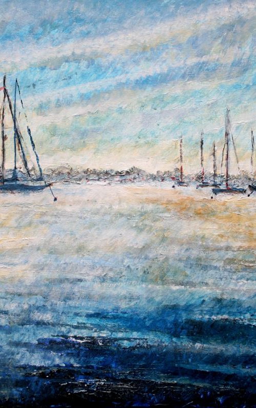 River Hamble Misty Morning by Paul J Best
