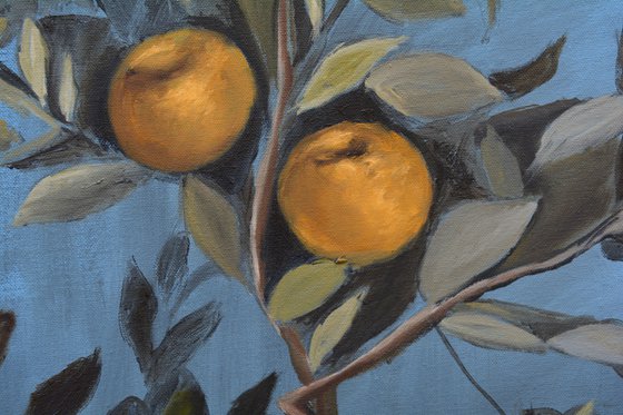 Orange tree Painting by Anna Brazhnikova wall art oil painting orange tree painting italian Rome fresco Livia Room decor original painting