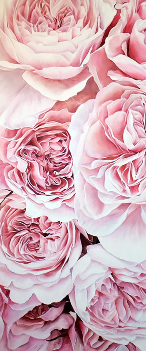 Large oil painting "Peony roses" 80 * 100 cm by Irina Ivlieva