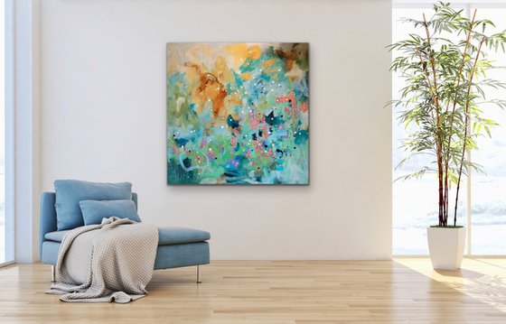 Il y a longtemps que je t'aime - Original abstract painting on canvas - Ready to hang