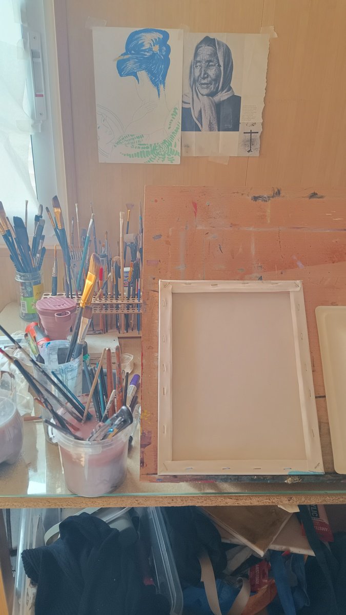 Expressive Portrait Acrylic Painting By Marina Del Pozo, 9 X 12", Pequena Dama 3, Original Artwork