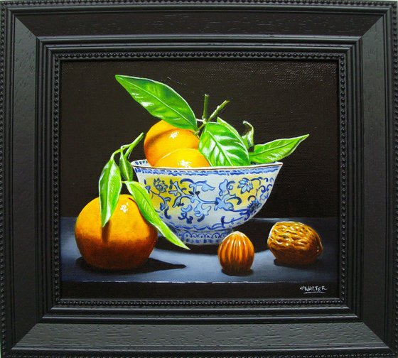 Clementines with Chinese cup