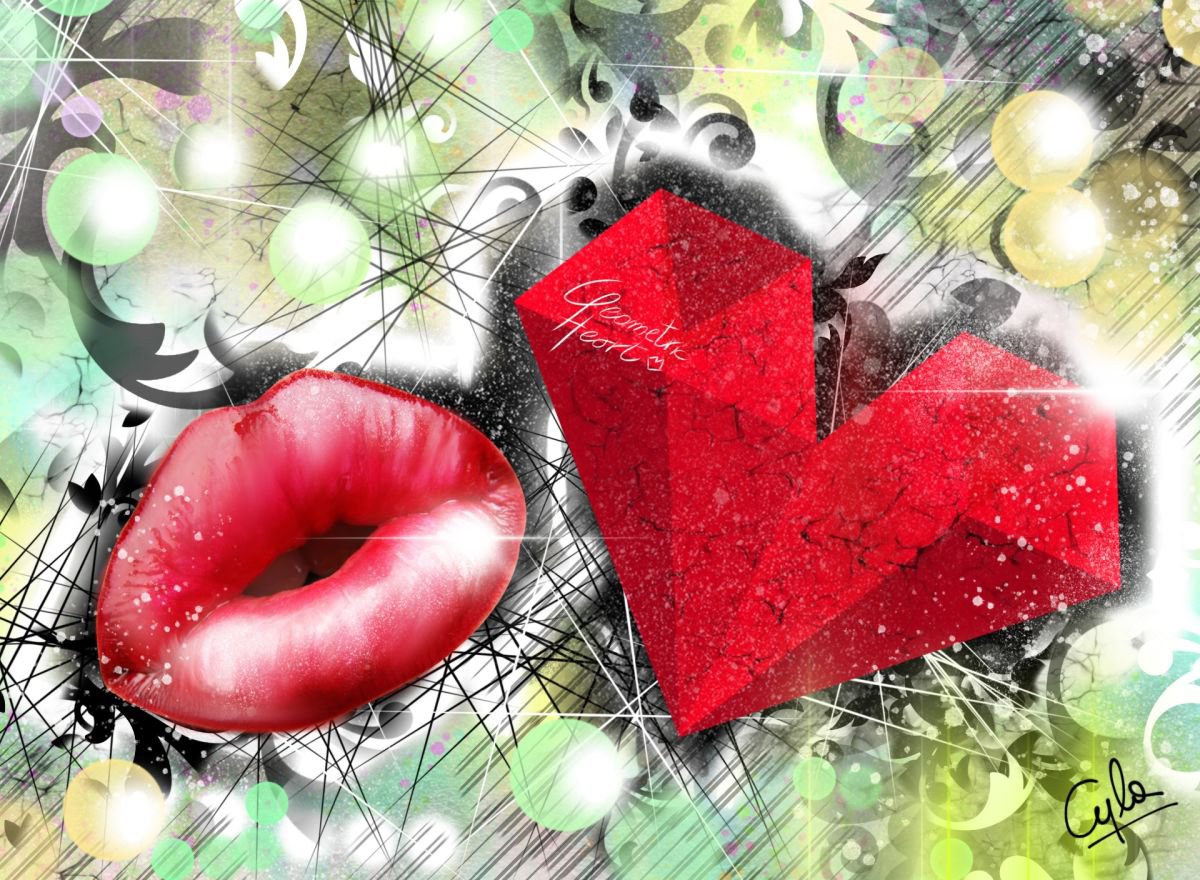 GEOMETRIC HEART 1 | 2012 | Digital Painting on Paper | High Quality | Unique Edition | Sim... by Simone Morana Cyla