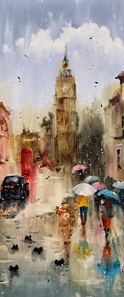 Sold Watercolor “London Mood”, perfect gift by Iulia Carchelan