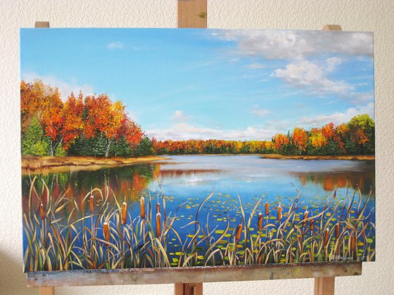 Serene Autumn Landscape, Reflection in the lake