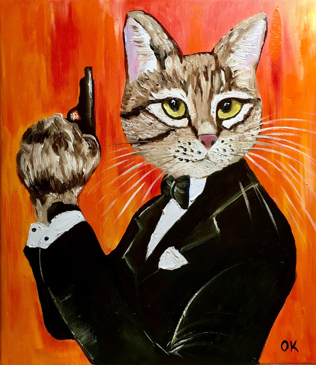 Cat James Bond 007, Cats never die. by Olga Koval