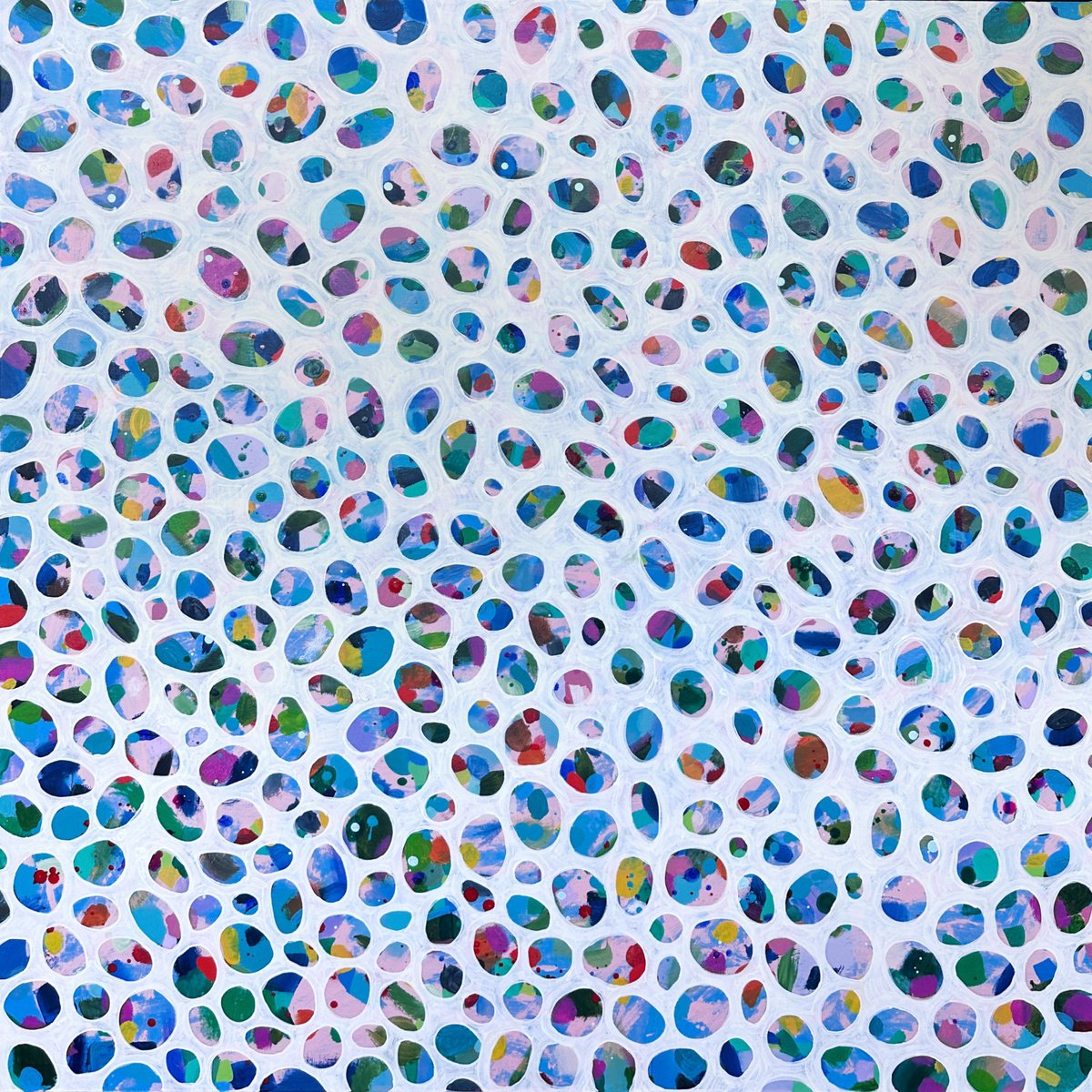 Abstract Acrylic Painting By Jennifer Bell, 36 X 36, Rainbow Rockpool Ii, Original Artwork