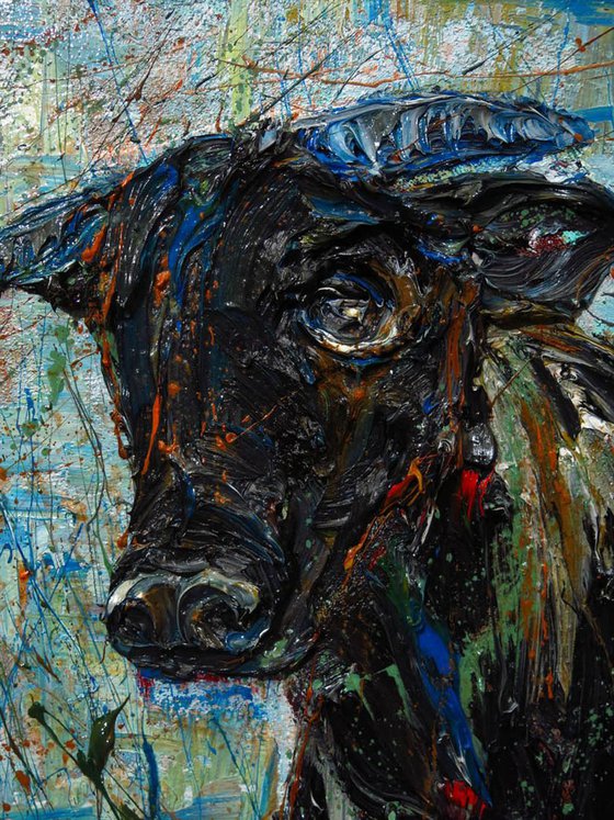 Original Oil Painting Bull Expressionism