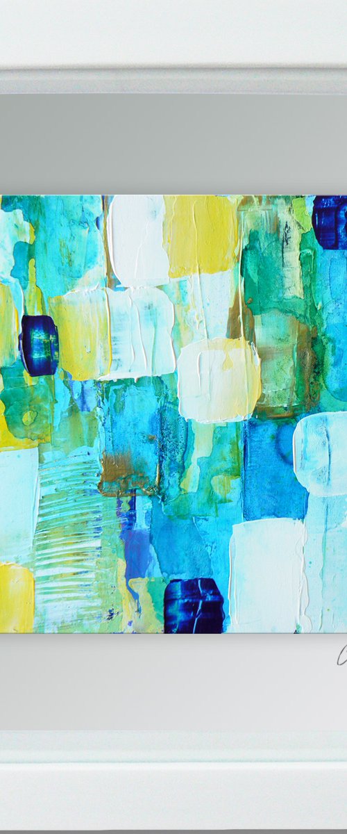 Framed ready to hang original abstract  - Deep water #7 by Carolynne Coulson