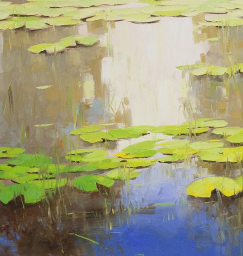 Water lilies  Pond Original oil Painting Large size Handmade artwork One of a Kind by Vahe Yeremyan