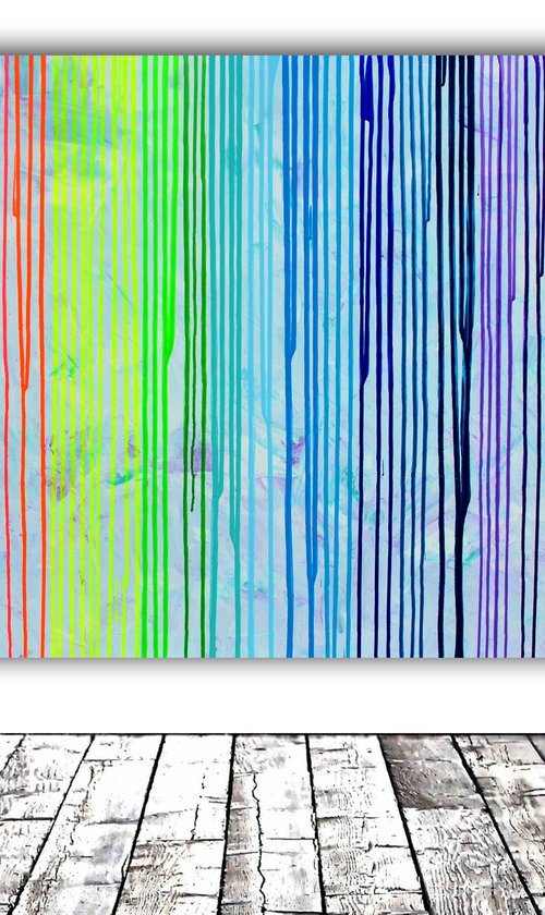 140x80x4 cm Melted Rainbow - XXL Large Modern Abstract Big Painting,  Large Painting - Ready to Hang, Hotel and Restaurant Wall Decoration by Soos Tiberiu