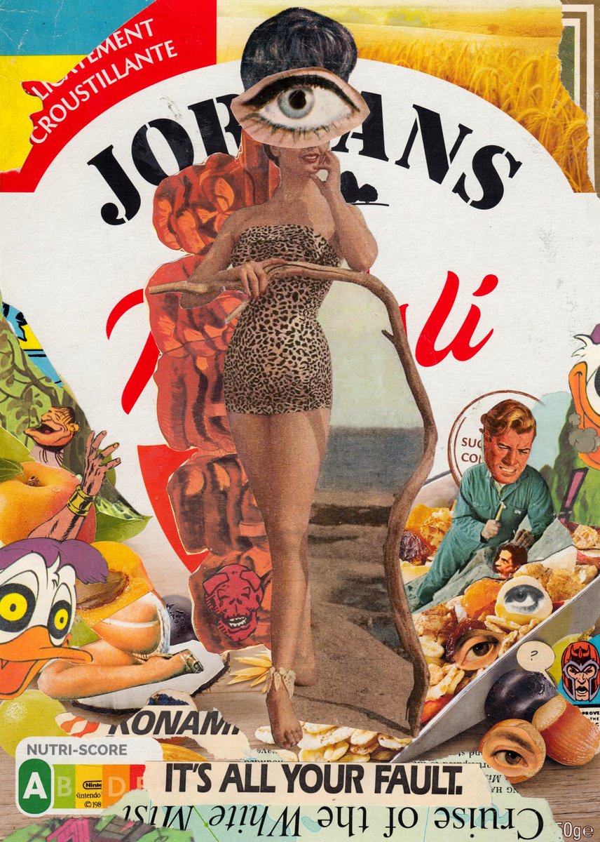 Portrait Collage By Jon Garbet, 7 X 10, Nutri Score, Original Artwork