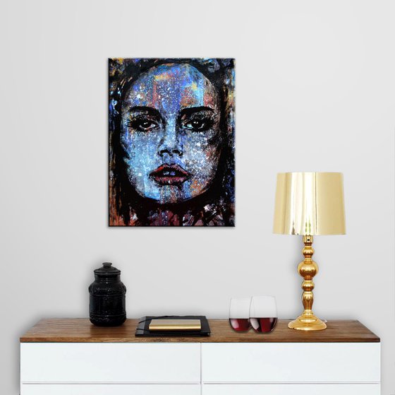 Sweet Perfume - Original Modern Portrait Art Painting on Deep Canvas Ready To Hang