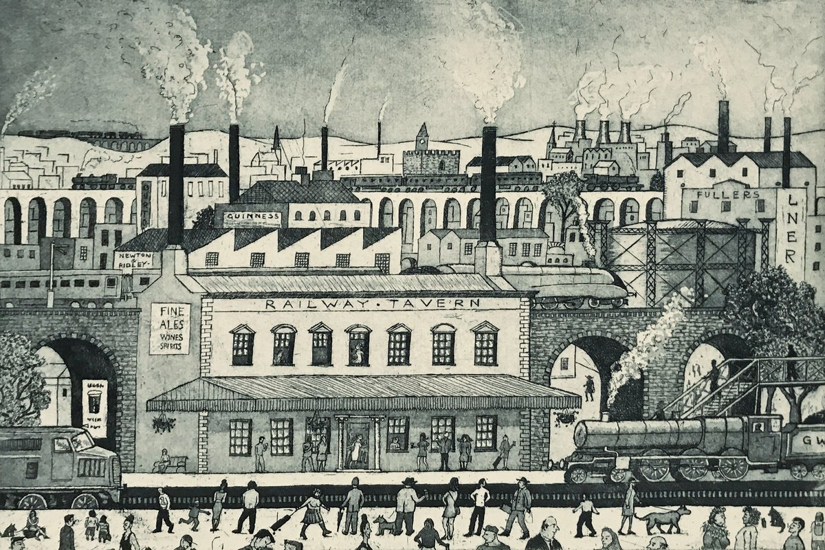 Cityscapes Etchings & Engravings By Graham Cooke, 17 X 13, The Railway Tavern, Original Artwork