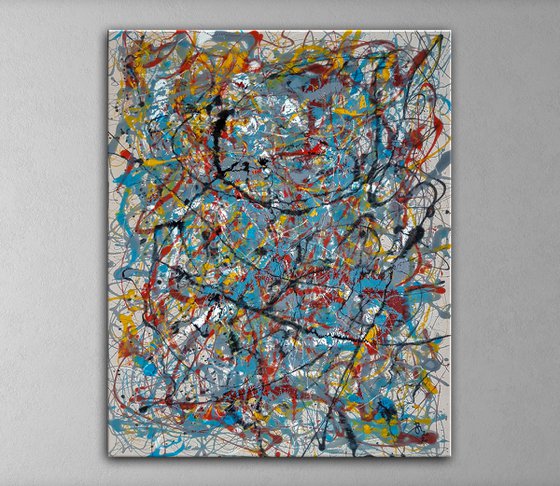 - Upheaval - Style of JACKSON POLLOCK. Abstract Expressionism Painting.