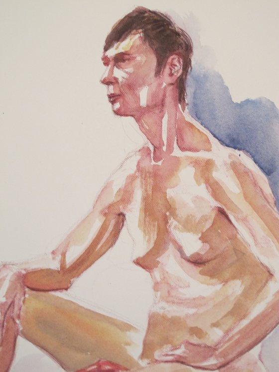 Seated male nude