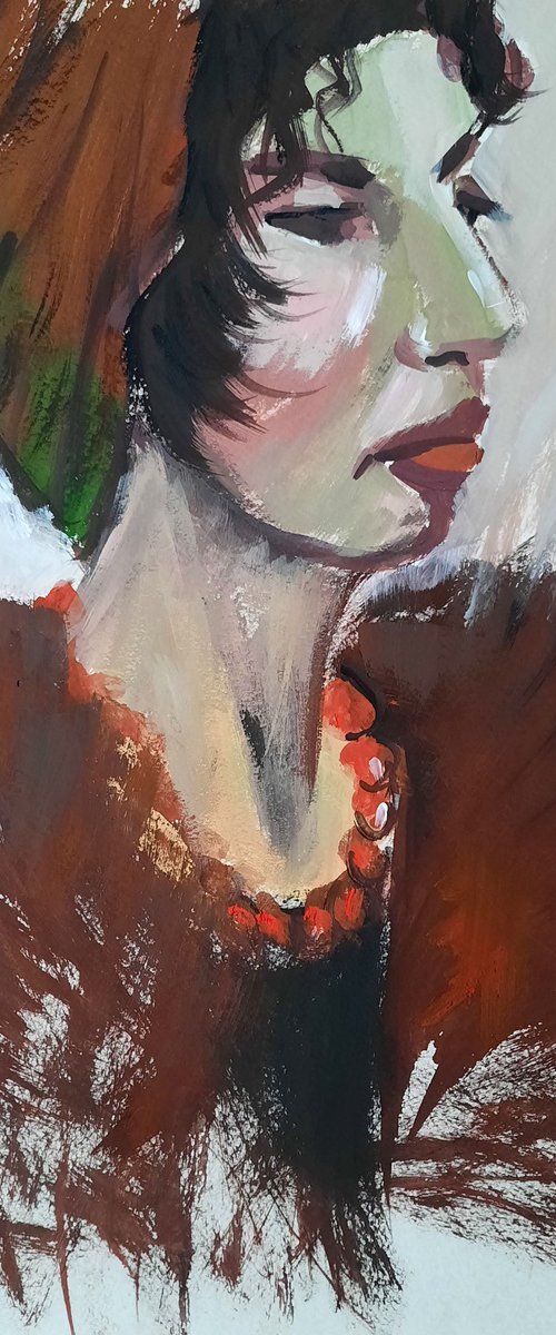 Portrait of a woman in a Boa by Vera Stein