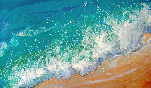 47.2” “Turquoise Sea” Seascape Painting by Irini Karpikioti