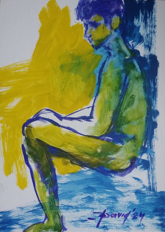 Male nude study oil on paper