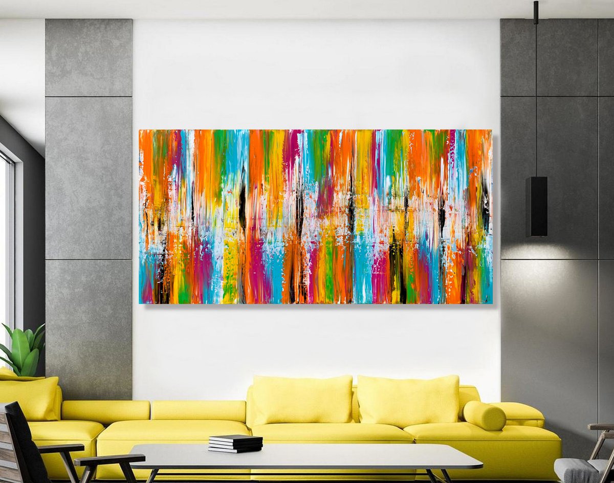 Abstract Acrylic Painting By Julijana Ravbar, 47 X 24", Take My Breath Away, Original Artwork