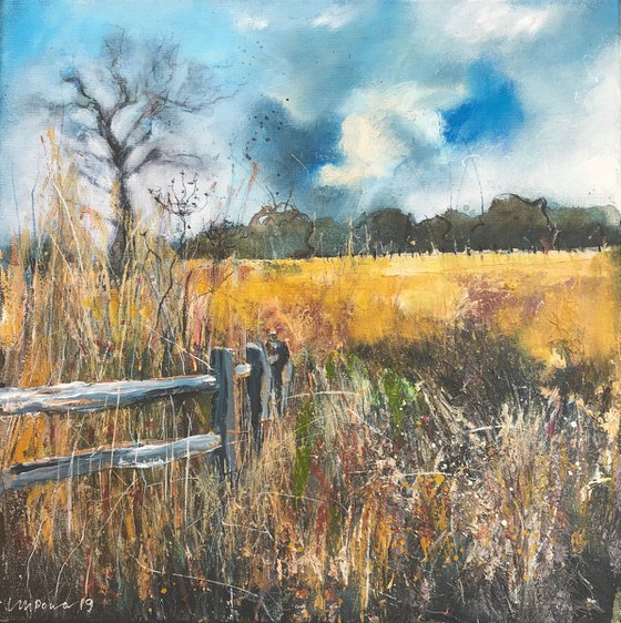 ‘Late Summer fields and fence’