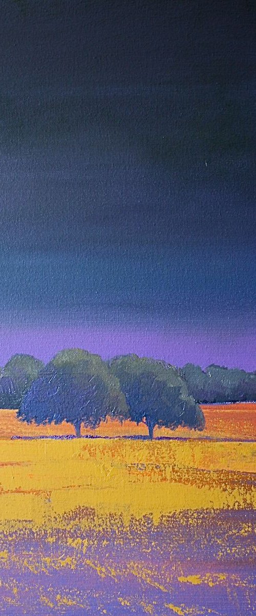 2 Trees Edge of a Purple Night by Simon Jones