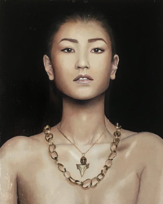 asian female portrait on panel